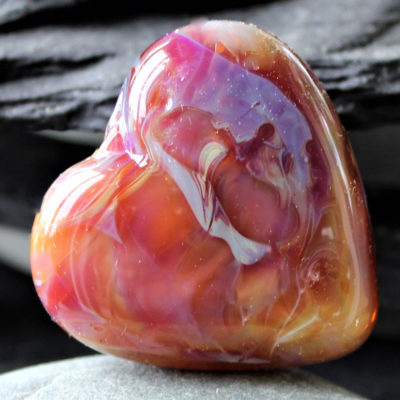 double amber purple - traditional heart memory bead